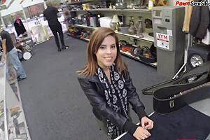 petite brunette licks ass before doggy fucking in POV