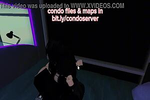 Roblox condo room turns into fucking frenzy with creampie and deepthroat, pussy getting pounded in virtual porn.