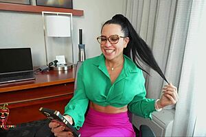 Muy caliente spanish tutor sandy love in roleplay blowjob with big tits and lingerie.