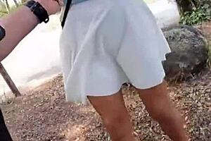 Real couple enjoys passionate fucking in the mountain outdoors.