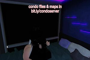 Roblox condo room turns into fucking frenzy with creampie and deepthroat, pussy getting pounded in virtual porn.