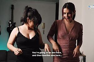 Latina lesbians lick pussy, muff diving, scissoring after dancing bachata