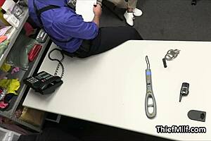 Fit big tit blonde milf caught undressing in office 😏