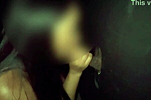 amateur couple enjoys creampie action through gloryhole at swing house reality voyeur scene