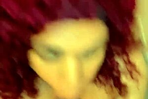 Trans slut in crossdressing worships daddy's cock obediently