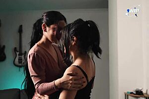 Latina lesbians lick pussy, muff diving, scissoring after dancing bachata