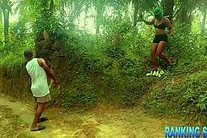 sexy girl exploring the forest