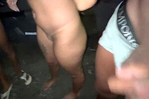 Latina Nerd Fucked by Friends in Public Group