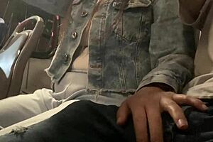 Showing cock on public bus leads to horny slut touching it outdoors.