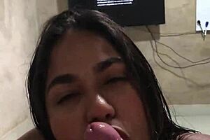 The Brunette Brazilian Latina Eagerly Gives A Blowjob And Rides In Cowgirl Position