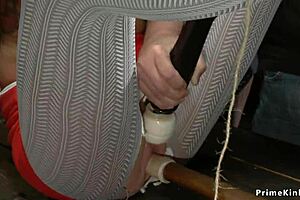 redhead sub and blonde sub get bound in public for hardcore banging and humiliation