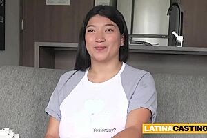 Plumper Asian Latina Performs Casting Blowjob