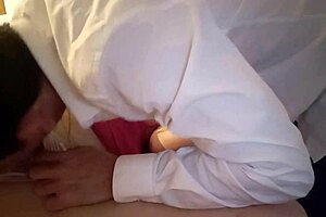 1381 - fucking white girl in red satin nightie white satin panties dogging pov blowjob ass licking