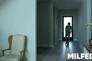 Hot MILF SEDUCES her young neighbor TO FUCK sideways and doggystyle