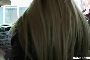 Blonde Performs Interracial Blowjob in Garden Backyard