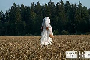 My18teen 18+s - cute girl went into the field for a walk and masturbate her pussy