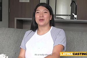 Plumper Asian Latina Performs Casting Blowjob