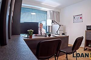 Hey, this cute blonde Czech babe is cheating on her husband during a casting interview with hardcore office sex