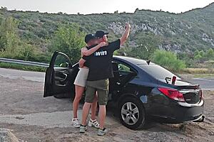 Blowjob On A Public Road Outdoor Close Up