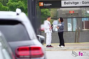 seducing lily morena for rough blowjob on street