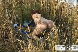 My18teen 18+s - cute girl went into the field for a walk and masturbate her pussy