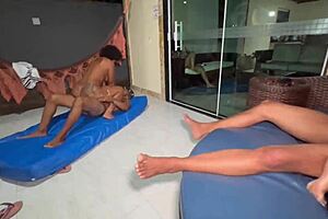 Couple swaps with three sexy sluts and fucks them