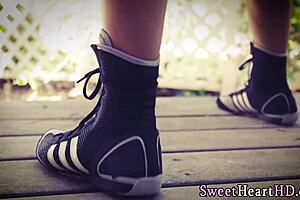 Teen lesbian tastes mature box