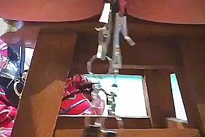 Big pink pussy lips dangled and stretched down with weights