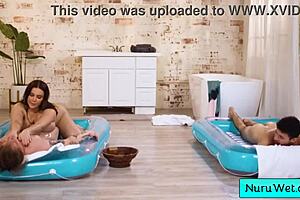 Natasha Nice and boys enjoy nuru massage session