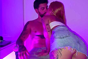 redhead girlfriend gives blowjob after losing the game