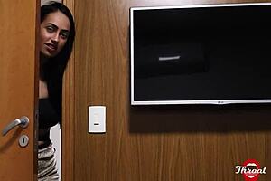 Latina Wife's Friend Gives Hidden Deepthroat Blowjob to Big Cock in POV