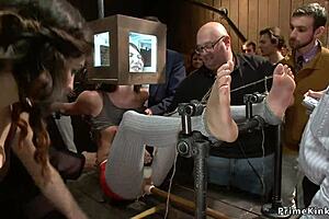 redhead sub and blonde sub get bound in public for hardcore banging and humiliation