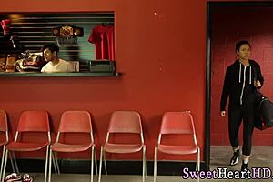 Teen lesbian tastes mature box