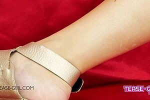 Beautiful Brunette College Student Shares Her Interview and Massage Experience on Sofa