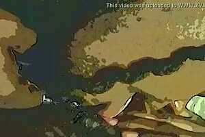 Watch this ebony babe get a dildo and tongue tag team on her wet pussy.