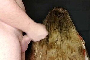 I did this on her long hair and she didnt mind! Explosive cumshot action in close-up roleplay.