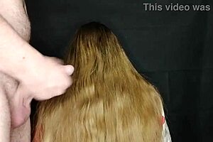 I did this on her long hair and she didnt mind! Explosive cumshot action in close-up roleplay.