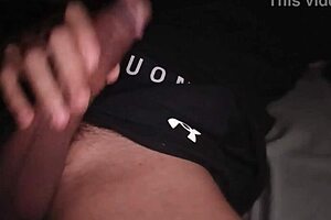 Hot Guy Jerking Off His Big Cock In Tight Workout Clothes With Loud Moaning And Intense Masturbation On The Bed