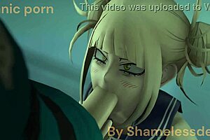 Toga and Deku share a kiss in the scene