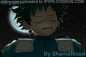 Toga and Deku share a kiss in the scene