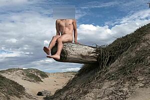 Nude posing and COCK TEASING at public beach, CUMMING in the plaza.