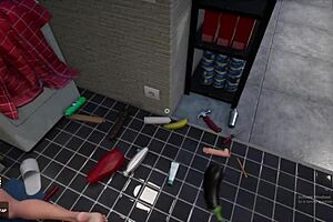 Stepmom got stuck in the washing machine game with sex machine milf mother in law