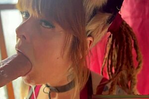 Does this cute cosplayer drool on a thick cock in her throat?