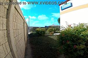 Nude posing and COCK TEASING at public beach, CUMMING in the plaza.