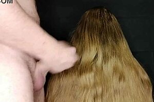 I did this on her long hair and she didnt mind! Explosive cumshot action in close-up roleplay.