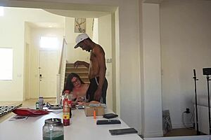 Sexy White Slut Explores House with Big Black Cock