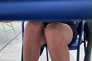 imagine a tall 18yo brunette teen flashing in public before bending over for risky pov creampie sex outdoors