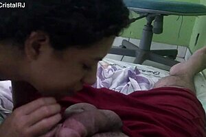 Latina Housewife Blows Friend While Husband Works