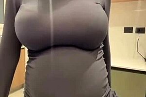 i'm jerking off on my stepmom's big milky tits, licking them too