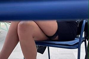 imagine a tall 18yo brunette teen flashing in public before bending over for risky pov creampie sex outdoors